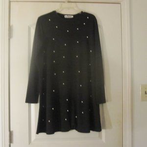 Holla Women's Long Top. Black with Beads.Long Sleeves. Size M.Good condition.